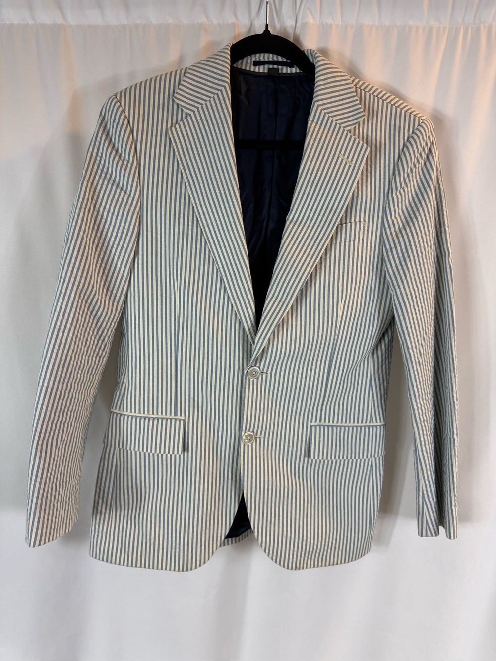 J. Crew Ludlow Fit Blue and White Seersucker Suit Jacket - Picture 2 of 15